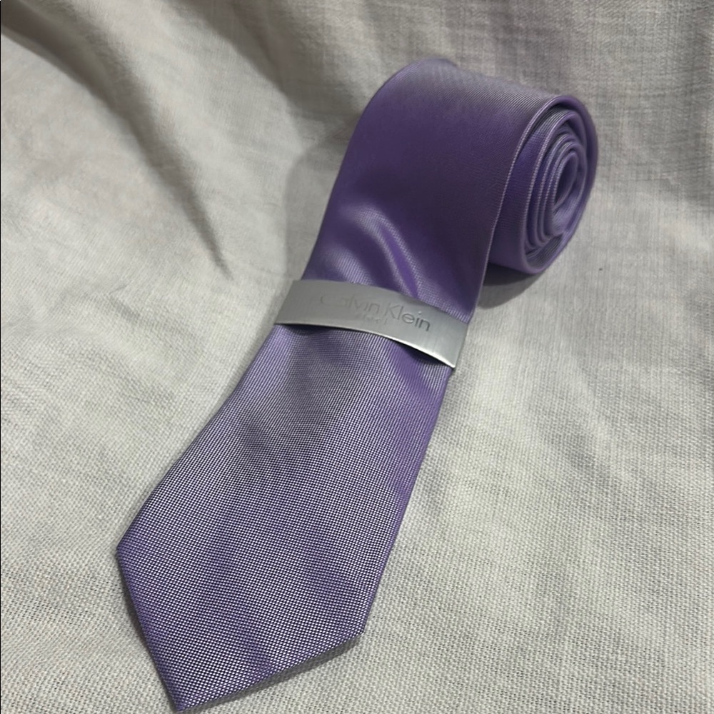 Calvin Klein Purple Tie Satin Finish Classic Design ——- NWT